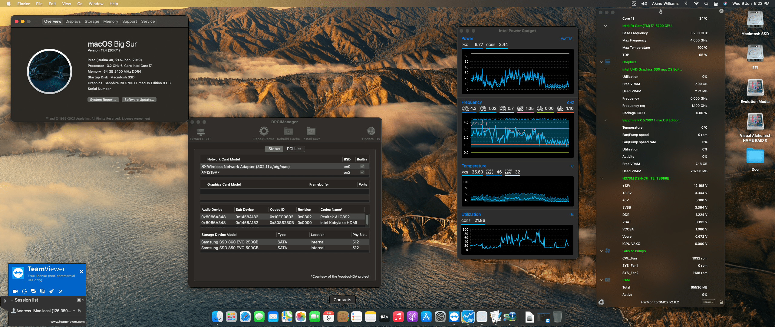 Success Hackintosh macOS Big Sur 11.4 Build 20F71 in Gigabyte H370M D3H + Intel Core i7 8700 + Sapphire RX 5700XT